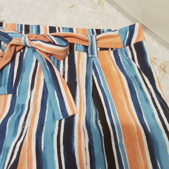 EXTRA LARGE WOMENS BARREL LEG CASUAL PANTS WITH POCKETS AND WAIST TIE - Picture 6 of 13